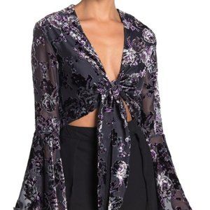 🧡 4SI3NNA dee elly Burnout Front Tie Crop Top